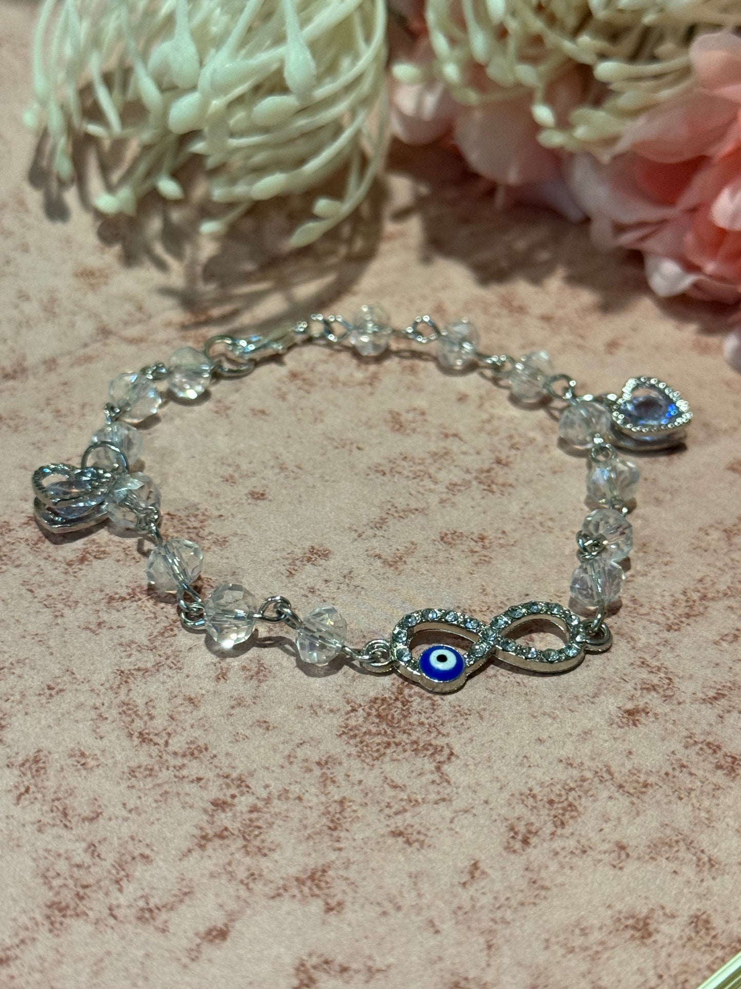 Silver Evil Eye Charm Bracelet