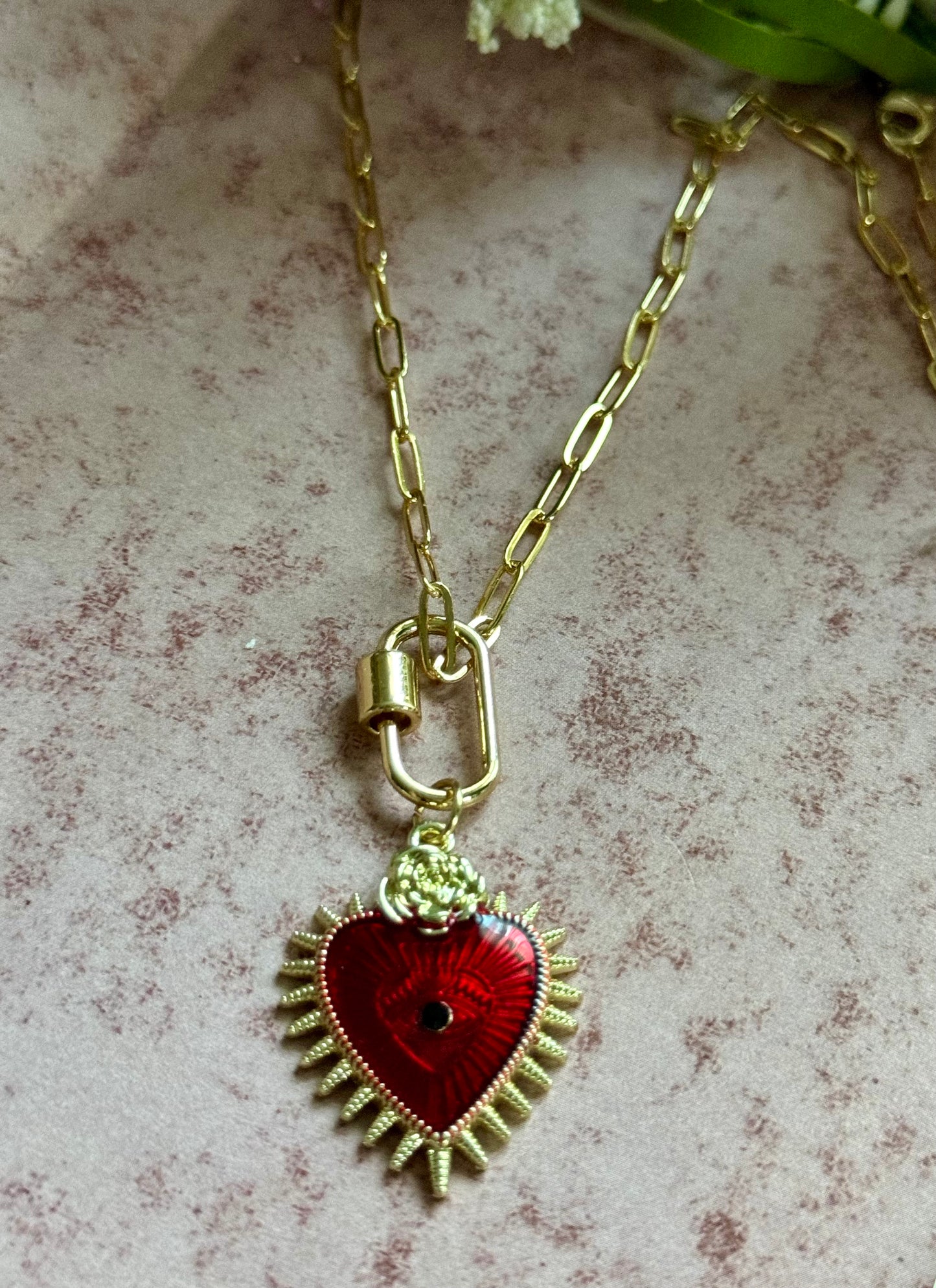 Heart With Screw Locking Necklace 18k Plated Gold