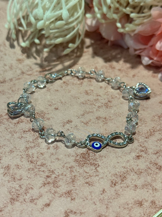 Silver Evil Eye Charm Bracelet